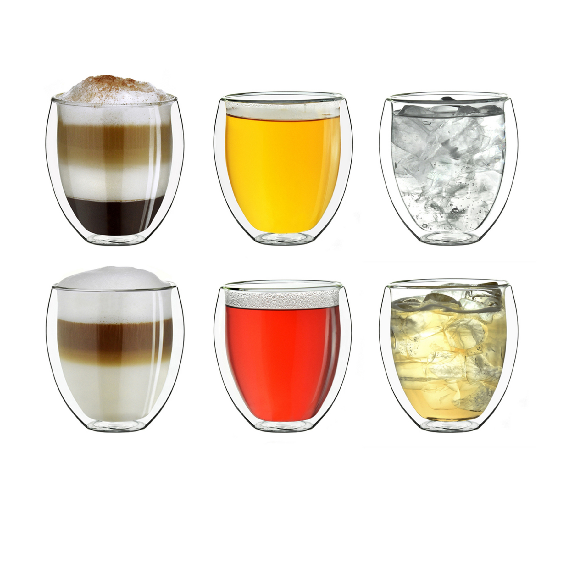 Thermoglas doppelwandig bauchig 250ml 6er Set