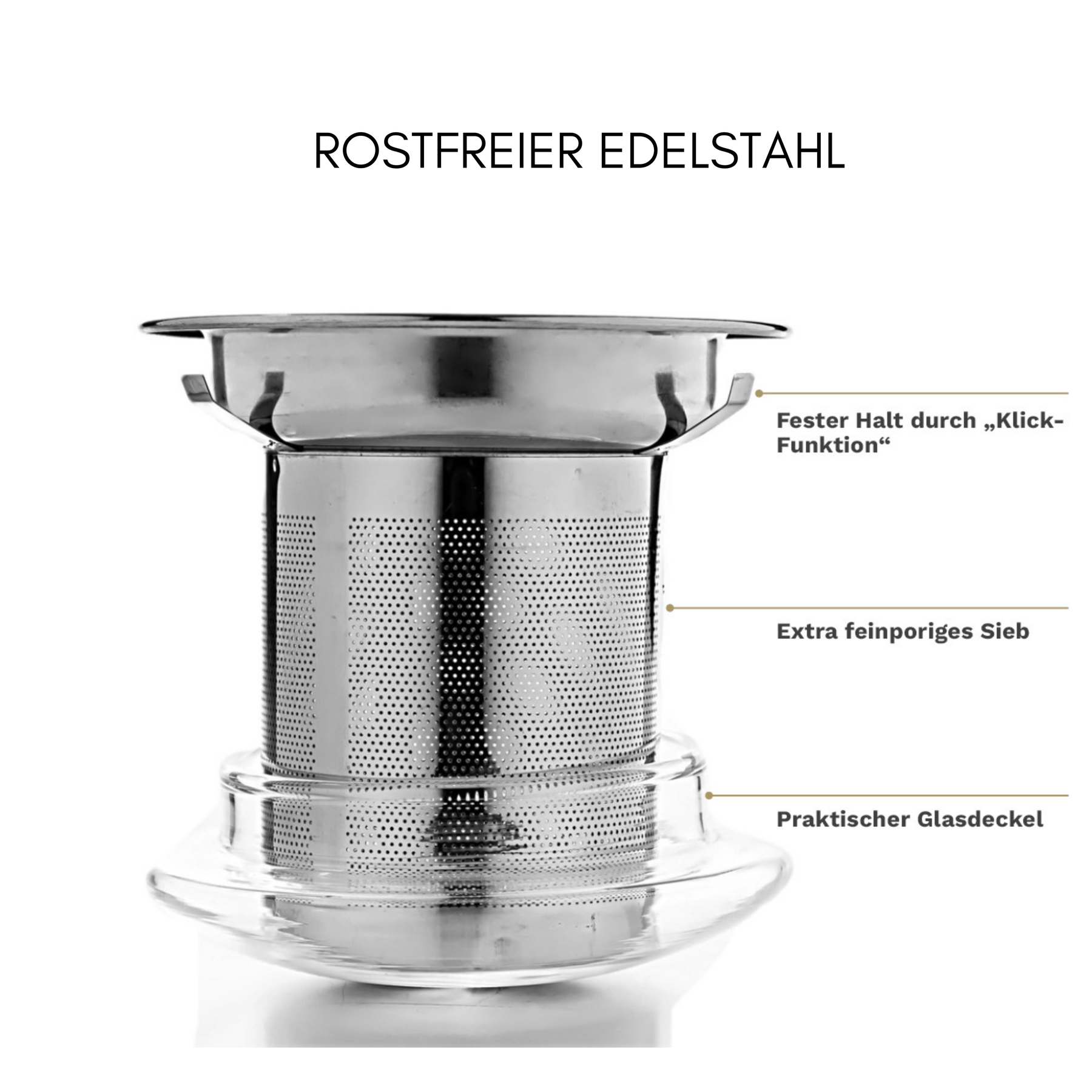 Teeglas 400ml mit Sieb und Deckel